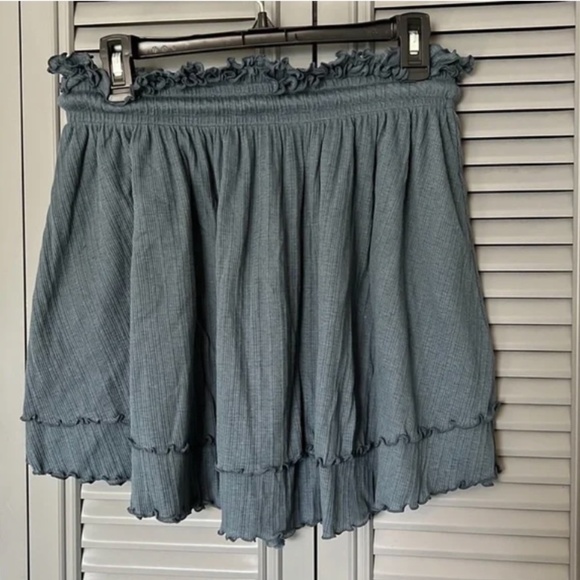 FP Beach : Blue Drawstring Ruffled Skirt - Small - Picture 3 of 3